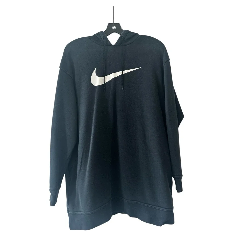 Nike Womens Black White Long Sleeves Hoodie Size‎ Small S Oversized Sweatshirt